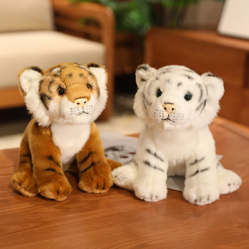 

High Quality Lifelike Tiger Panther Plush Toy Soft Stuffed Animals Cute White Tiger Jaguar Doll Children Kids Birthday Gift