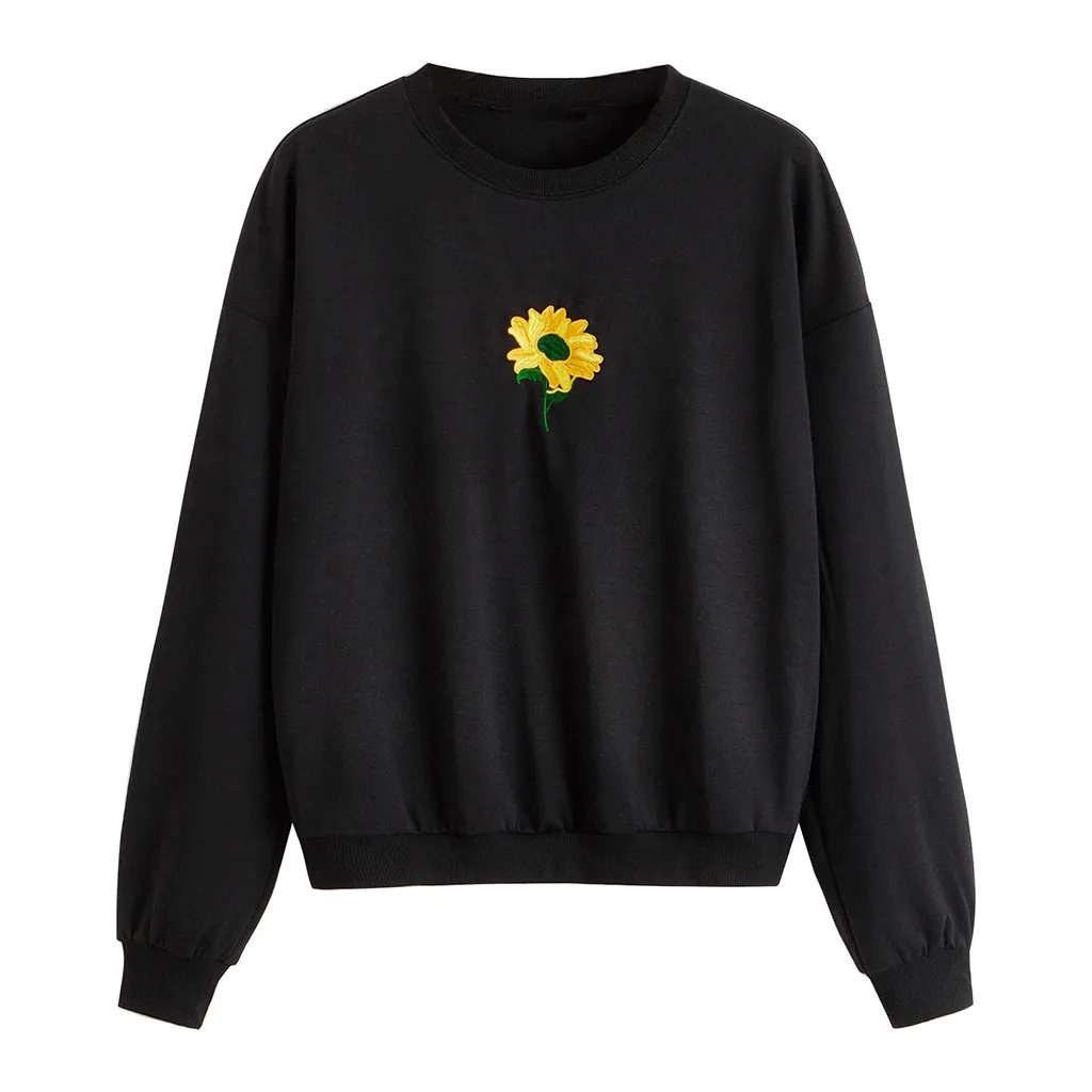 Пуловер с принтом подсолнуха кошка Повседневный корейский стиль повседневные