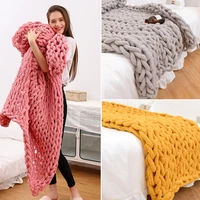 wostar chenille chunky knitted blanket diy hand weaveing large throw blanket winter warm cozy bed sofa office home decor blanket