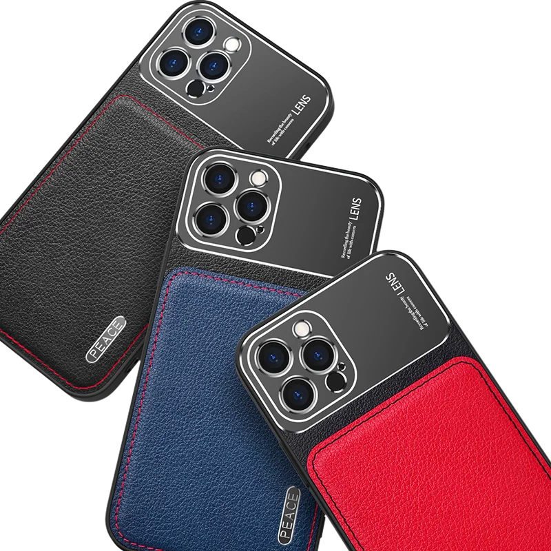 

Leather Armor Aluminum Metal Case For iPhone 12 Mini 12 Pro MAX 11 XR XS SE 2020 7 8 Plus Case Luxury Coque Shockproof Cover