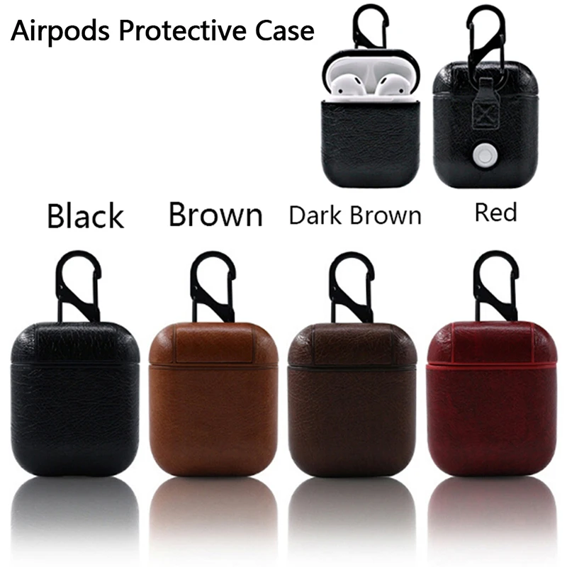 

Leather Case For Airpods Cover Cases For Air Pods Bluetooth-compatible Earpods Earphone Leather Protective Skin DropShipping