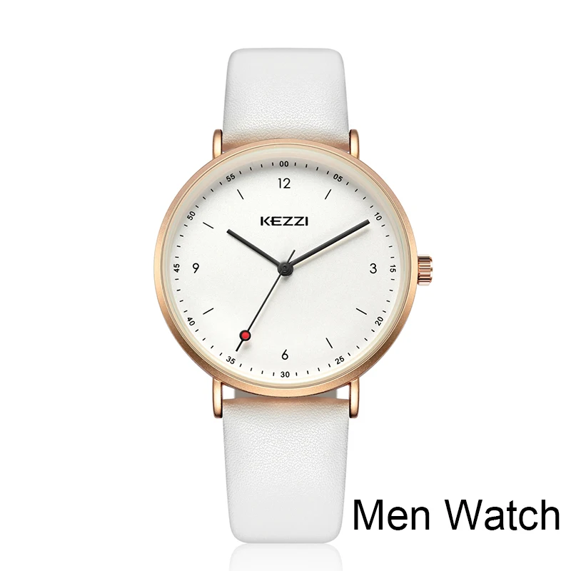 white watch men KEZZI Новые мужские и женские кварцевые часы для пары, модные деловые часы, мужские часы, женские часы, подарки - Цвет: white watch men
