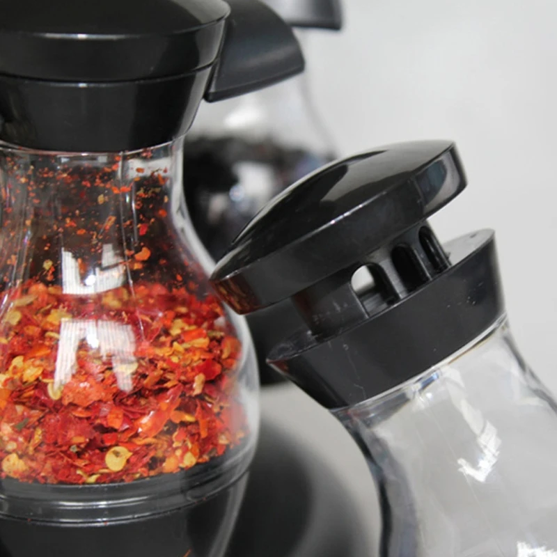 

8 Pcs/16 Pcs Spice Jars Set with Round Rotatable Storage Rack Cruet Condiment Salt and Pepper Seasoning Cooking Bottle