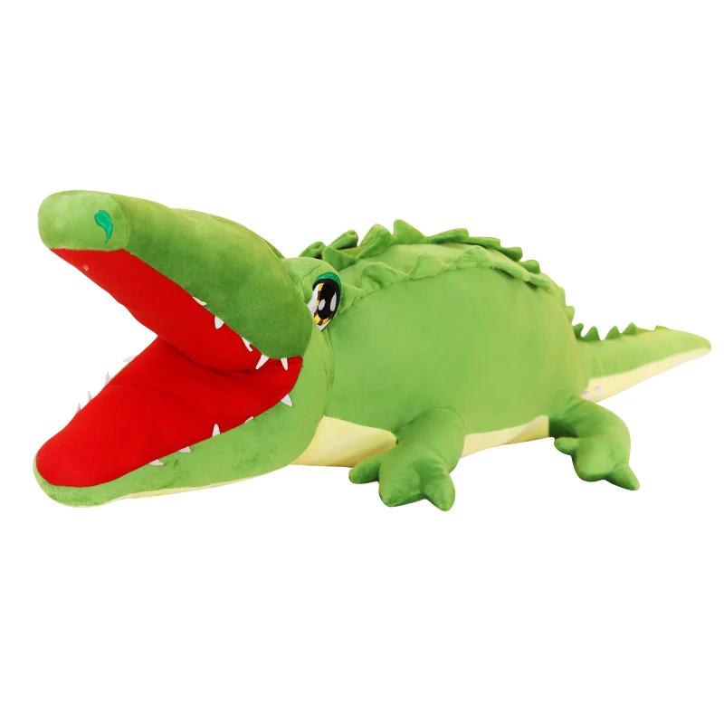 Зеленый игрушечный плюшевый крокодил Рот открытый милый длинный хвост крокодилы