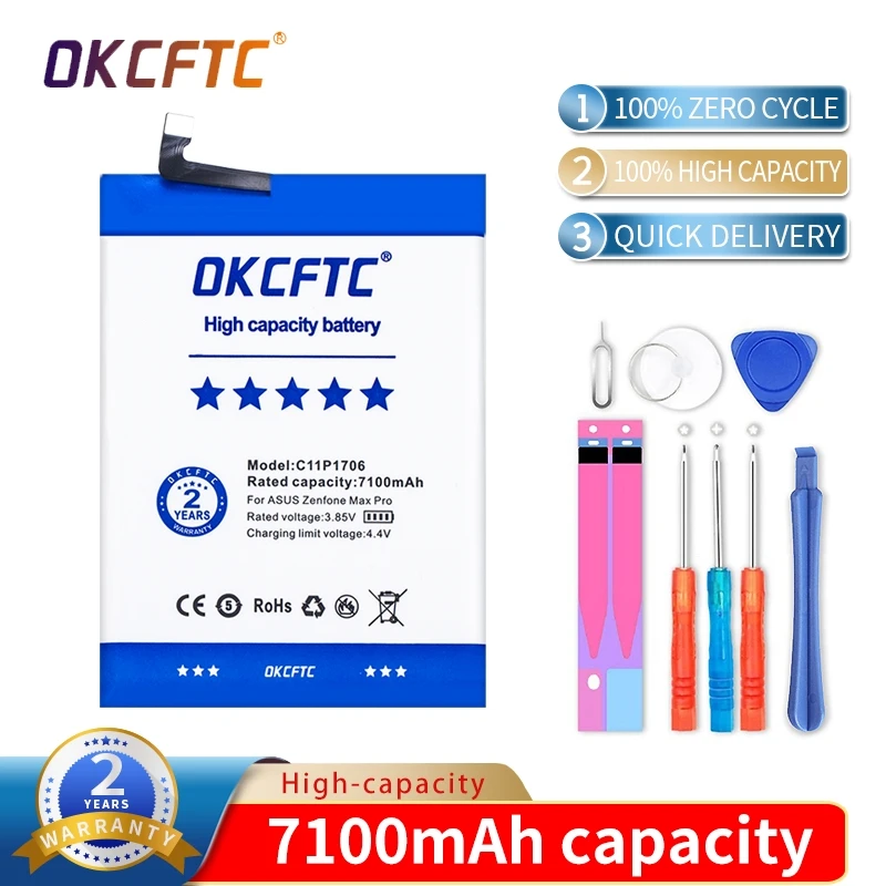 

OKCFTC Original C11P1706 New Battery For ASUS Zenfone Max Pro M1 6.0 Inch ZB601KL ZB602KL X00TDB X00TDE high quality7100mAh