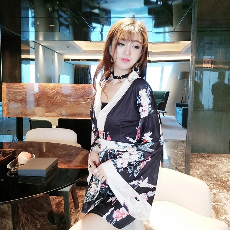 Кимоно FF2121 для косплея гейши традиционное японское пикантное кимоно юката с Оби