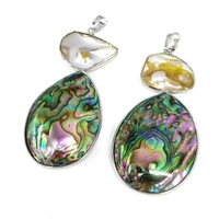 1pc natural abalone shell pendant necklace charms pendant for jewelry making diy necklace size 31x75mm