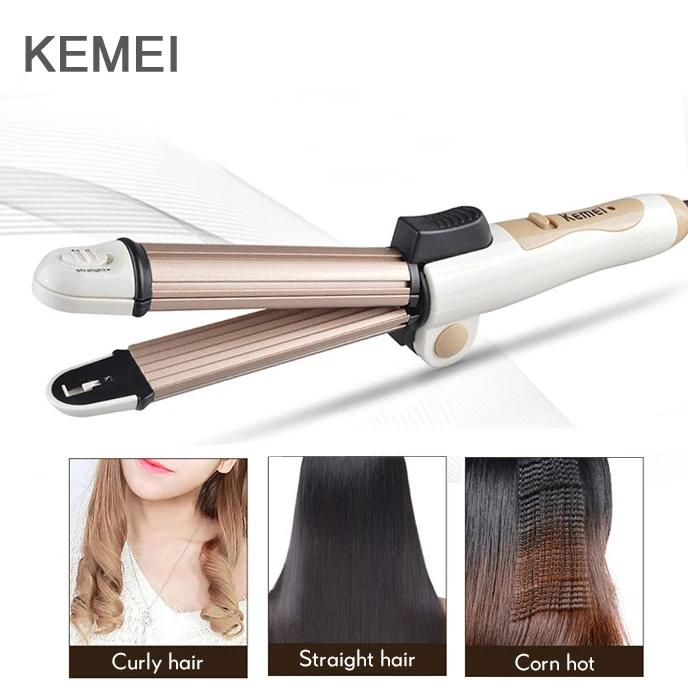 Kemei Многофункциональный выпрямитель для волос бигуди кукурузные горячие