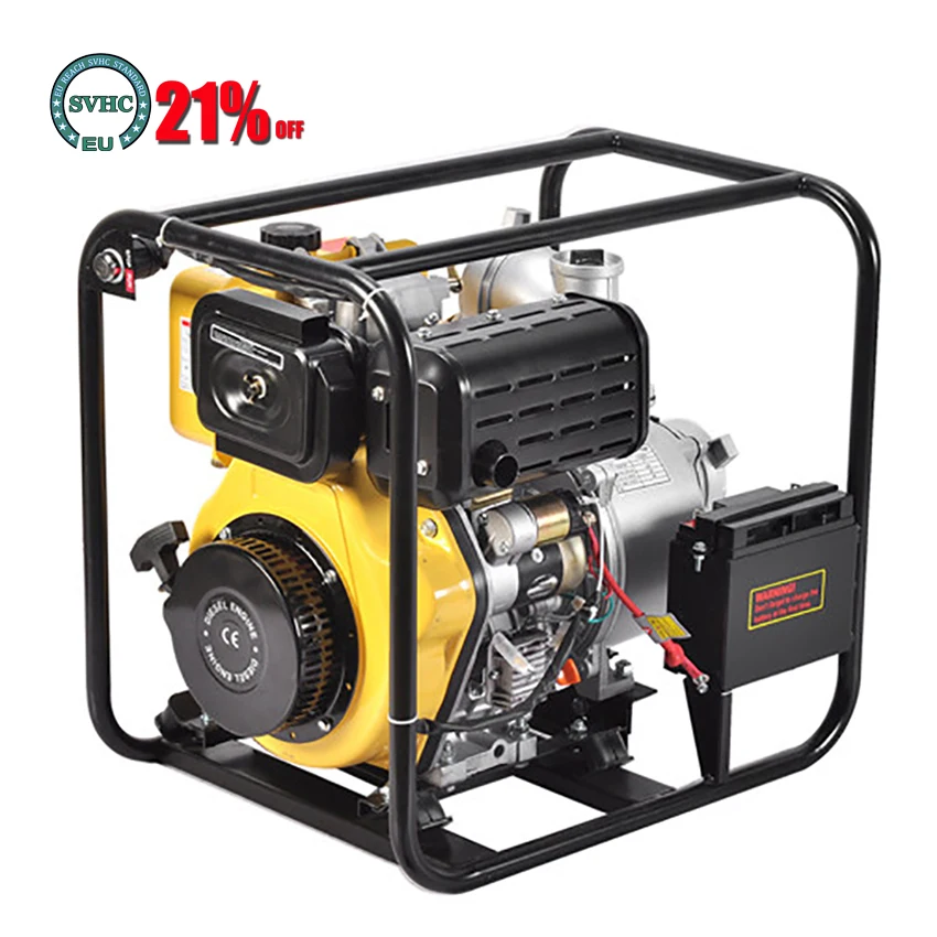 

Portable Diesel Fuel Pump for Fluid Water Drainage Powerful Self-Priming Pump with Moving Wheels Electric Start Plumbing Machine