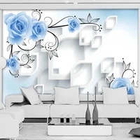 custom photo wallpaper 3d stereo blue rose rhombus for living room tv background wall mural home decor papel de parede 3d fresco