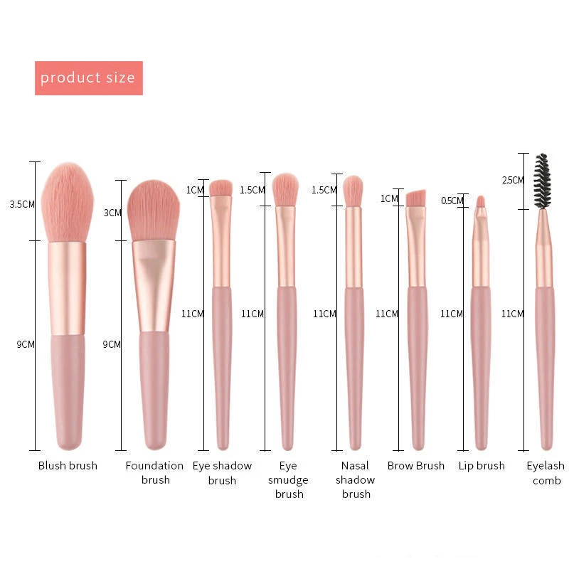 

Eight mini makeup brushes, eyeshadow powder, mixed eyeliner, eyelashes and eyebrows makeup brush, beauty makeup brush tool