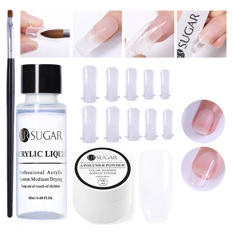 with brush3 Ur Sugar 20 г акриловый порошок кристалл полимер дизайн ногтей накладные кончики ногти художественный строитель розовый белый для маникюра полимерные инструменты - Цвет: with brush3