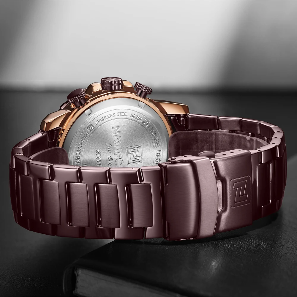 

NAVIFORCE Men Watch Quartz Chronograph Top Luxury Brand Fashion Casual Waterproof Stainless Steel Coffee Date Analog Male Clock