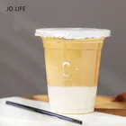 JO LIFE одноразовые, для молока, 50 шт., чашки для чая пластиковая прозрачная чашка с крышкой, кофе, напитков, сока, на вынос пакет для напитков