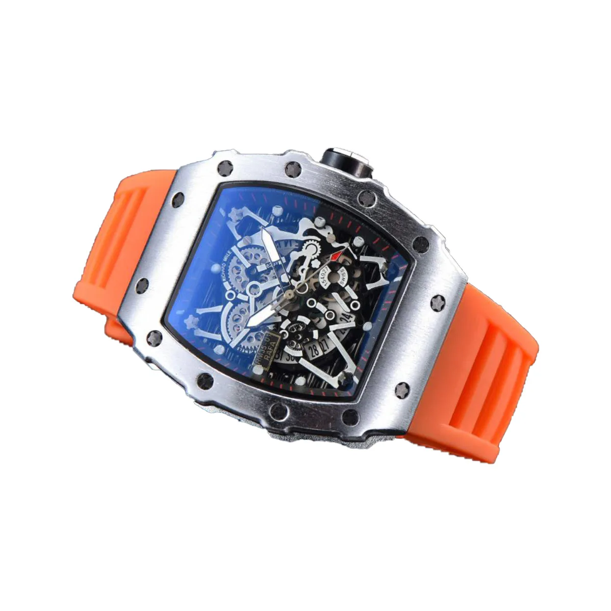 

Watch Watches Mens Quartz Richard Hollow Out Wrist Man Fashion Wristwatches for Men Personality Ghost Head Tonneau Shape New