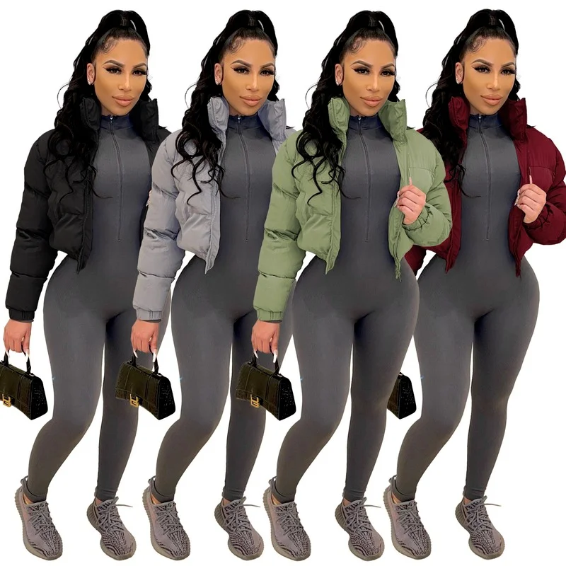 New Women Puffer Jacket Winter Coats For Women CottonPadded Drawstring Parka Zipper Street Outfits Thickened Short Cotton Jacket