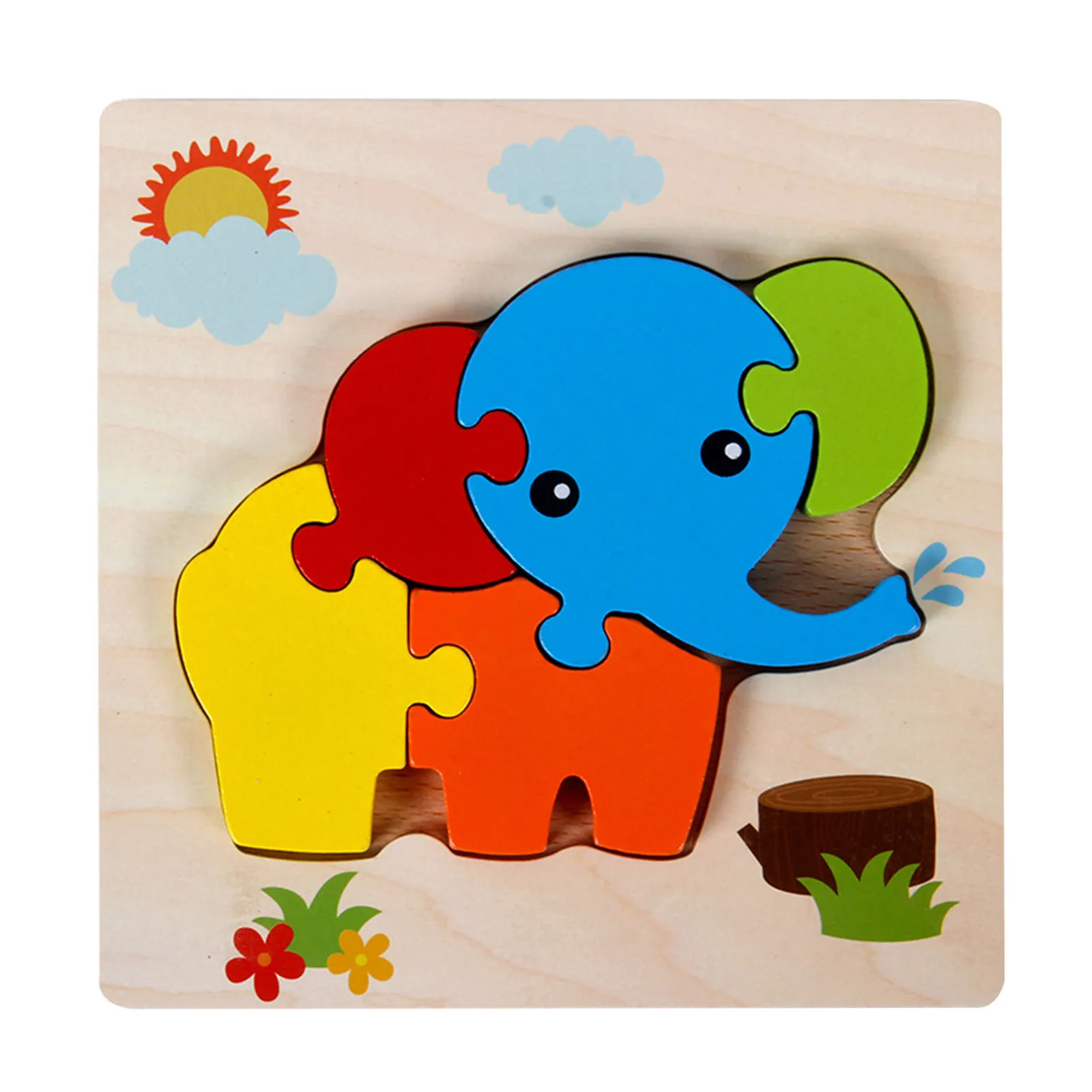 

Детская головоломка Монтессори, 3D деревянные Обучающие игрушки, игра познавательная мультяшная схема, интеллектуальные головоломки для де...