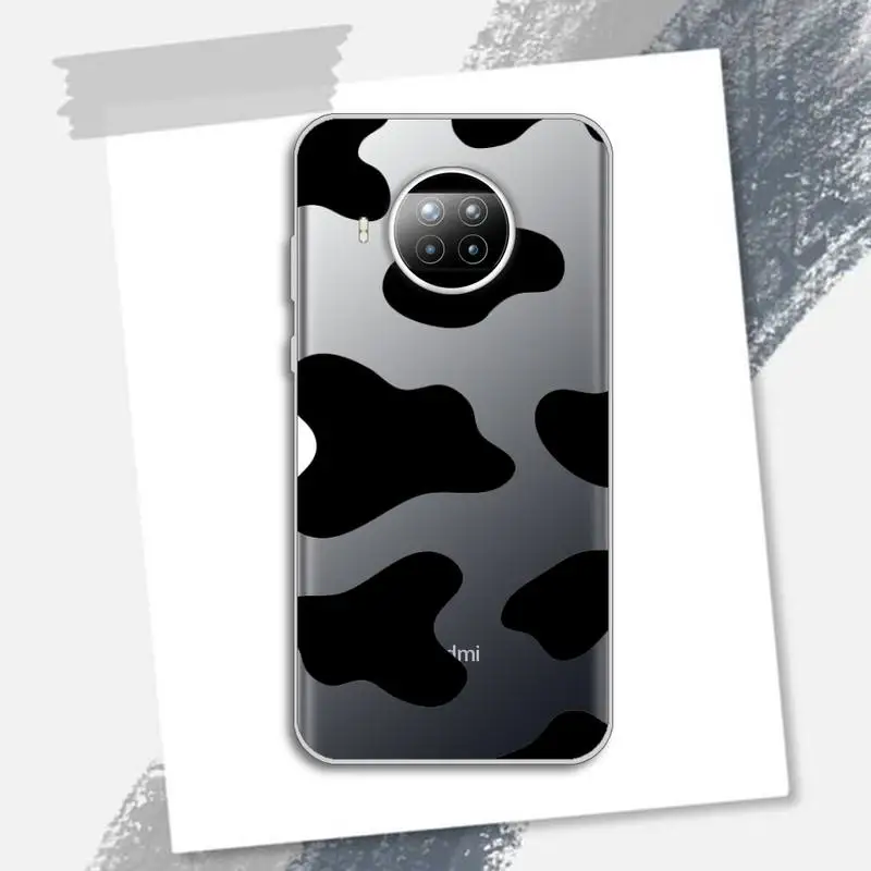 

White Black Cow Symbol spot Phone Case Transparent for Xiaomi Redmi note 10 t 8 9 pro lite 11