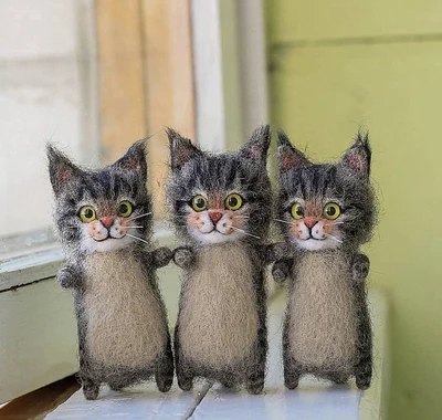 

Cute and Interesting handmade toys DIY wool felt cat kits unfinished plush doll poking music toy gift Non-finished product