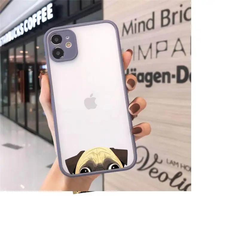 

Pug Dog French Bulldog luxury Phone Cases funda matte transparent For iphone 7 8 11 12 plus mini x xs xr pro max cover