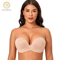 delimira womens slightly lined lift support invisible seamless plunge strapless bra plus size