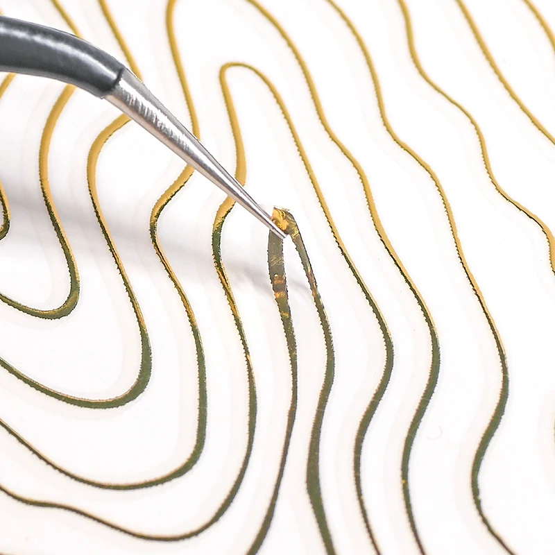 3D металлические золотистые Мраморные линии наклейки для ногтей полоска ленты