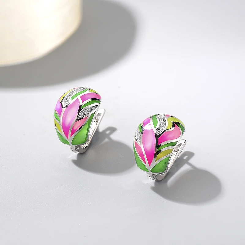 Женский зажим для ушей из серебра 2018 пробы с эмалью | Украшения и аксессуары