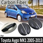 Черное углеродное волокно для Toyota Aygo MK1, 2005, 2006, 2007, 2008, 2009, 2010, 2011, 2012, 2013, наклейка на крышку дверной ручки, автомобильные аксессуары