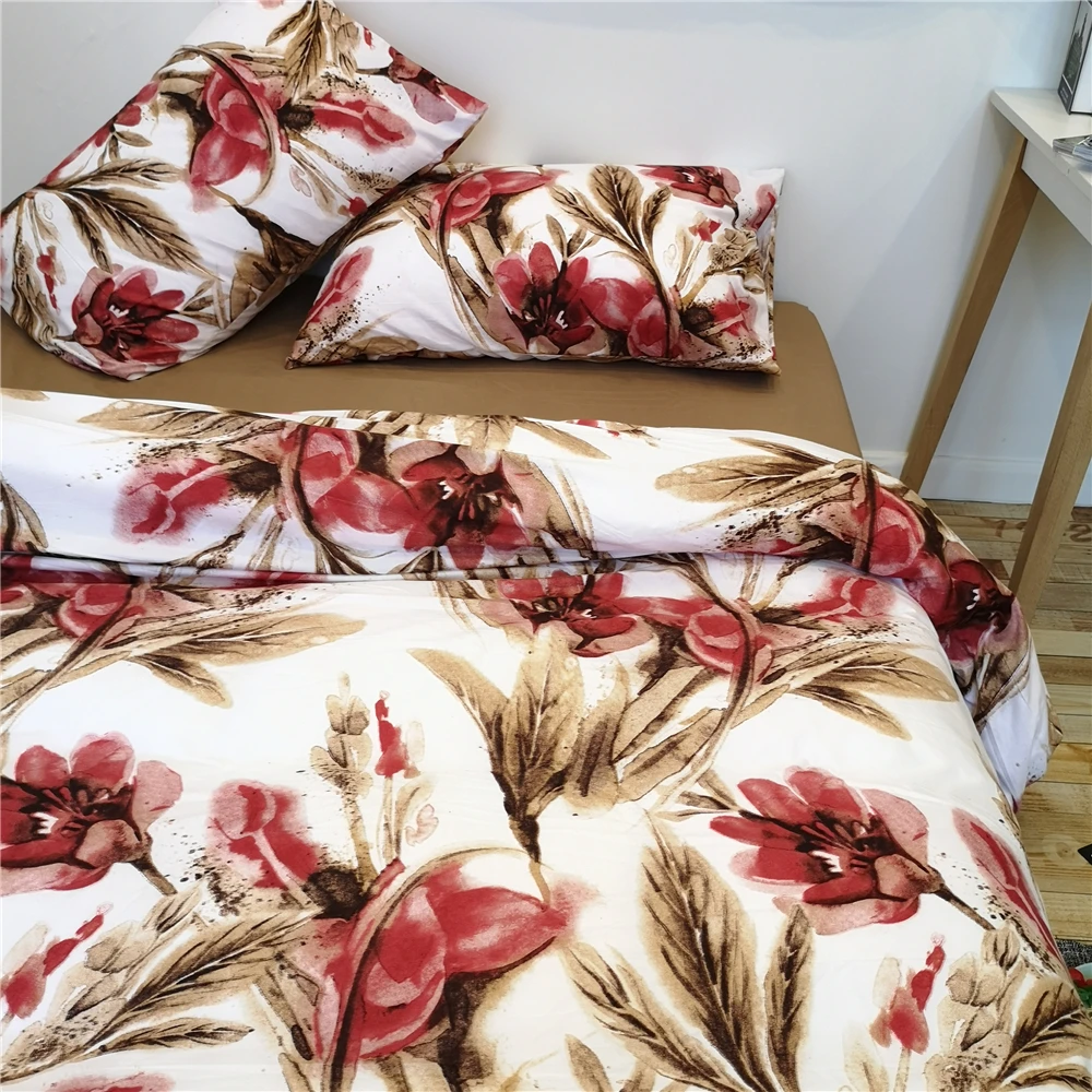 American style duvet cover 2PCS 3PCS floral big red home bedroom bedding sets | Дом и сад