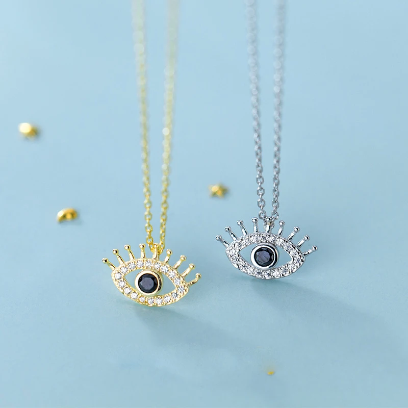 Trustdavis серебро 925 пробы сладкий Ослепительный CZ черный глаз подвеска ожерелье для