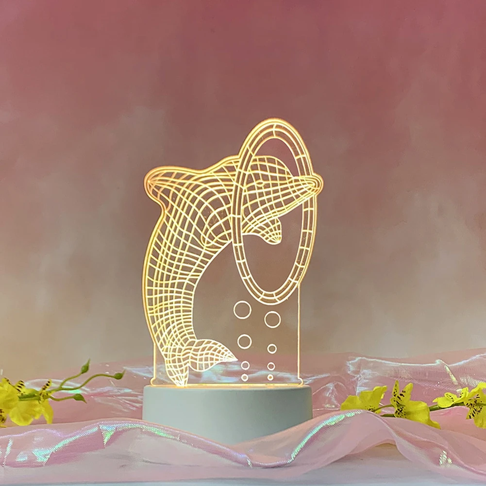 Акриловая Светодиодная лампа 3D прикроватный ночник с USB для детской спальни