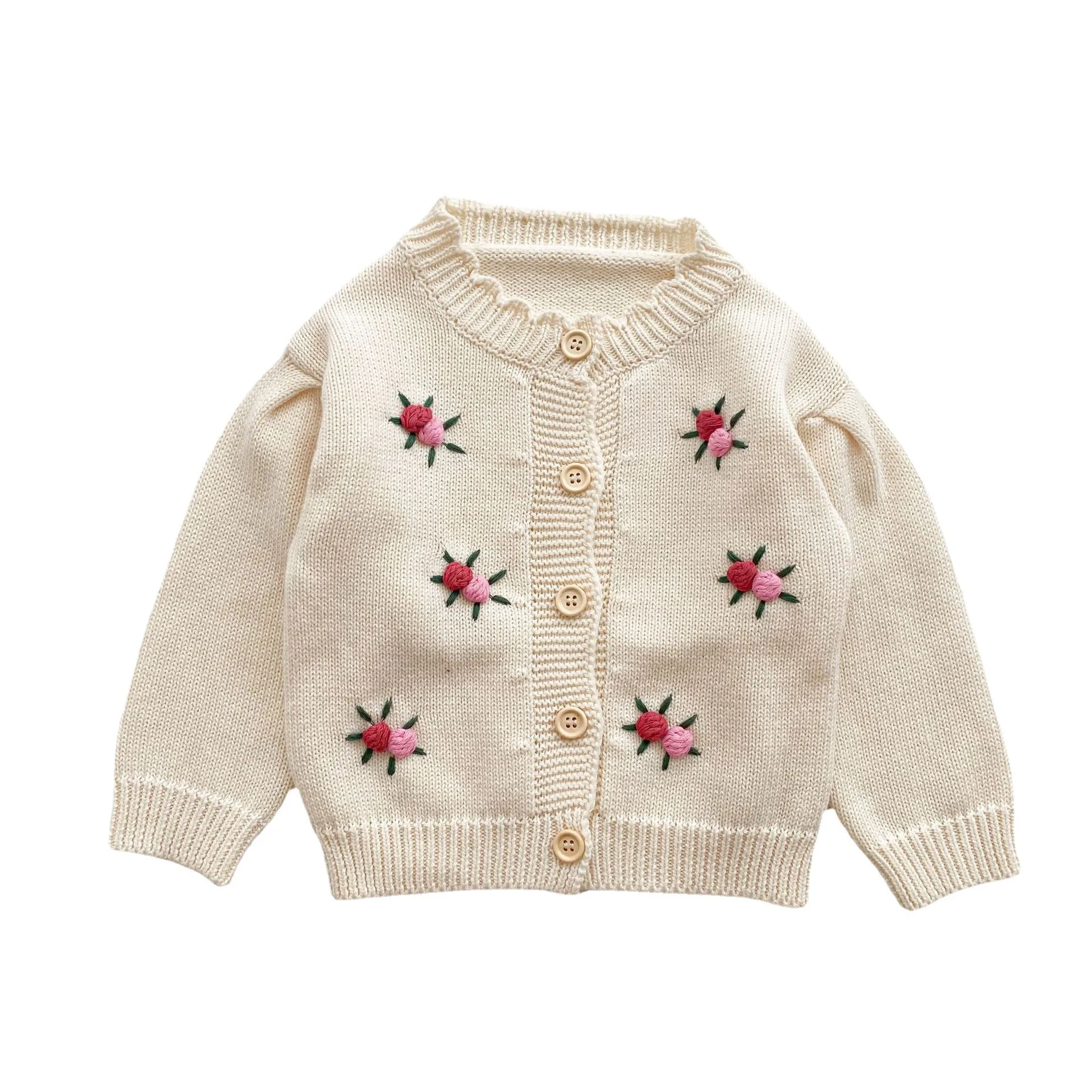 Spring fall newborn baby girls clothes jersey knit sweater coats for toddler baby girls clothing spiral cuff sweaters