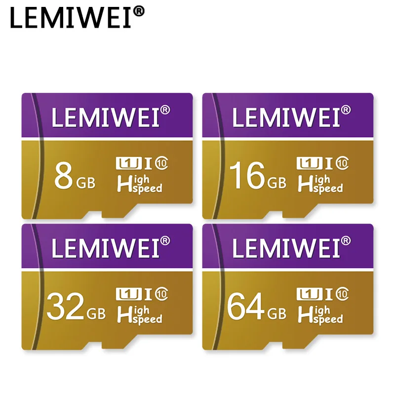 Карта памяти Lemiwei 8 ГБ 16 класс 10 высокоскоростная мини-карта U1Purple TF 64 32 золотая