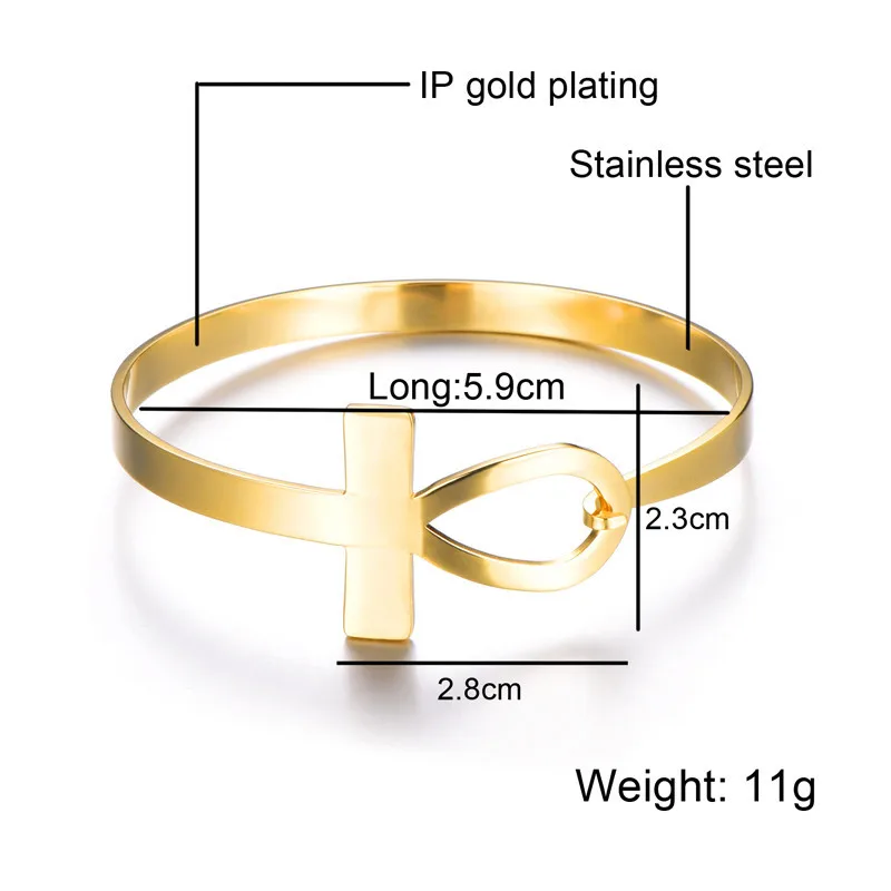 Простые Модные АНК крест браслет женские браслеты каффы Египет религиозное