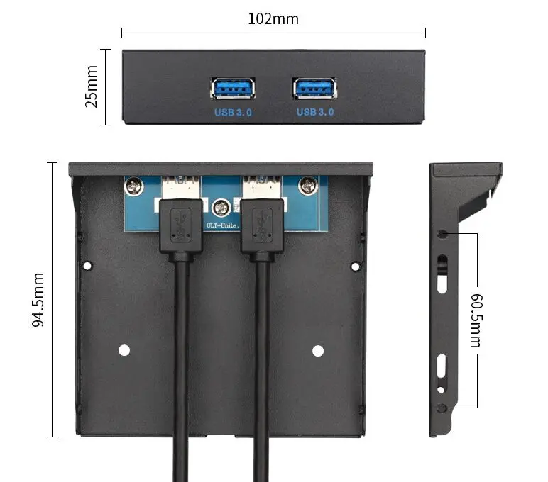 Great Q флоппи диск USB 3.0 20 Pin 2 порта Передняя панель узловой отсек кабель