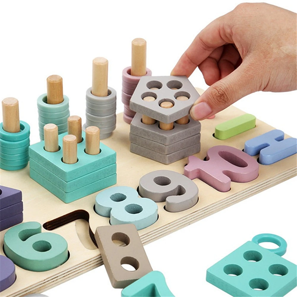 

Montessori Educational Wooden Toys Kid Busy Board Math Fishing Children's Wooden Preschool Early Education Toy Counting Geometry