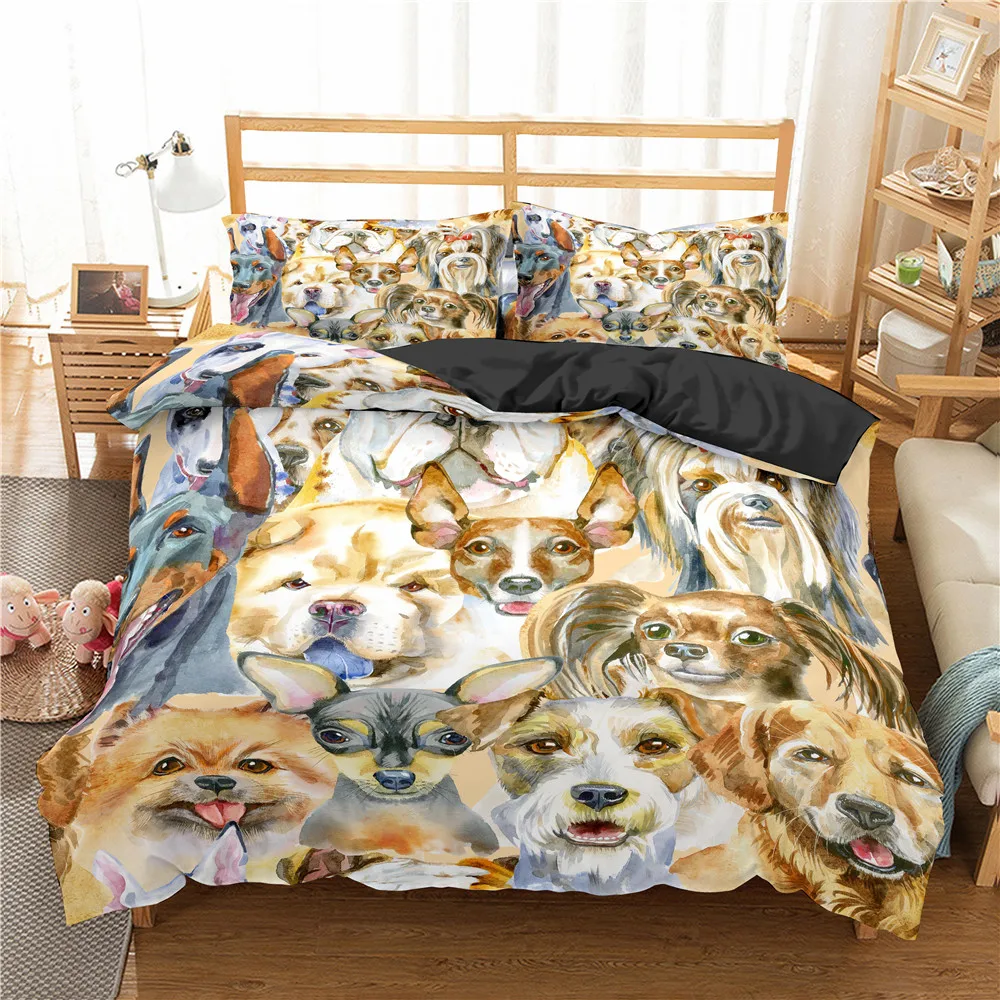 

2021 3d Dogs Bedding Sets Queen King Size Duvet Cover Cartoon Pug Comforter Bed Set Home Textiles Bedclothes