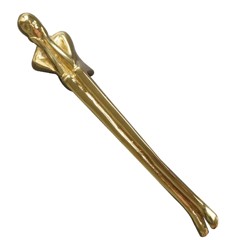 

Creative Solid Brass Thinker Shape Long Handle Wardrobe Kitchen Dresser Cabinet Door Drawer Handles and Pulls Furniture Hardware