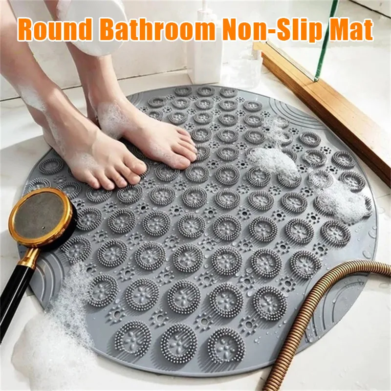 

Round Bathroom Non-Slip Mat Shower Mat PVC Washable Shower Massage Foot Pad for Kids Adults Elderly Bathroom Health99