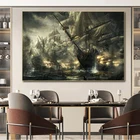 Винтажная Картина на холсте с изображением пиратского корабля, парусных судов, скандинавский плакат и принты, настенные картины для отеля, домашний декор, комнатный Куадрос