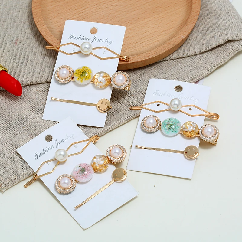 HOCOLE женские элегантные жемчужные металлические заколки в Корейском стиле для