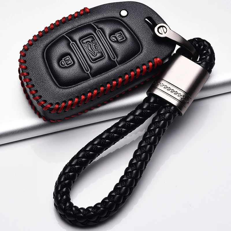 

Leather Key cover Car Key Case For Hyundai IX30 IX35 IX20 Tucson Elantra Verna Sonata Smart Remote Cover Keychain Protect Bag