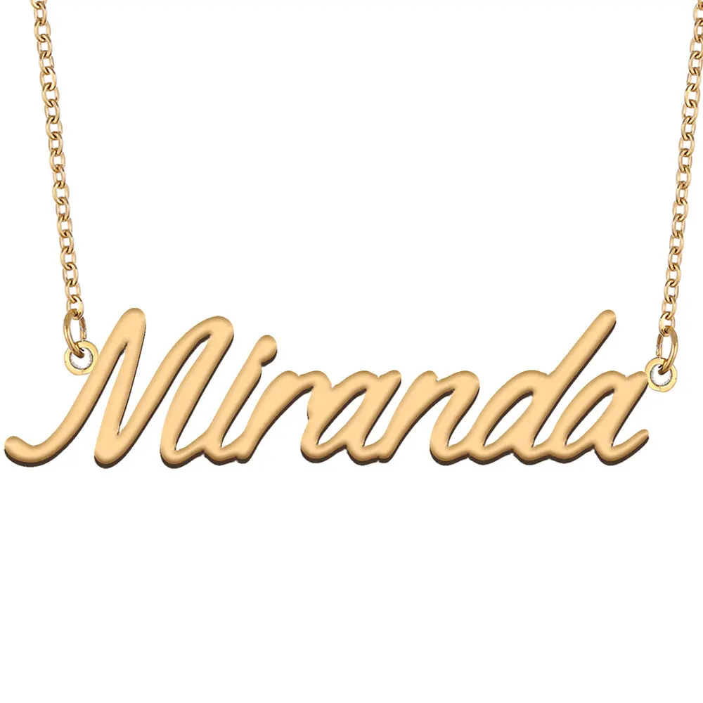 

Miranda Nameplate Necklace for Women Stainless Steel Jewelry Gold Plated Name Chain Pendant Femme Mothers Girlfriend Gift