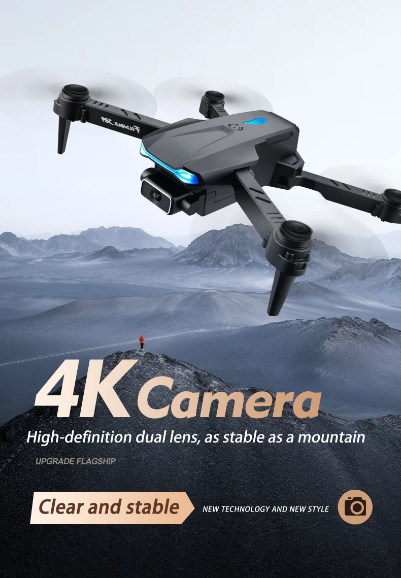 дрон s89 pro с двойной камерой 4k hd 1080p wi fi fpv