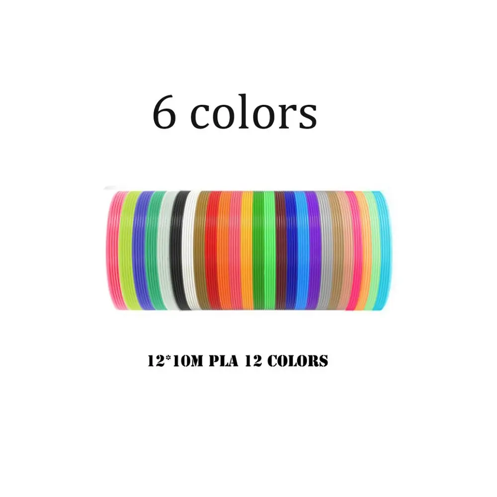6 colors PLA SIMAX 3D печати ручек 12V 3D с карандашным рисунком Scribble ручки 120 м нити для детей детское образование инструменты для создания хобби игрушки - Цвет: 6 colors PLA
