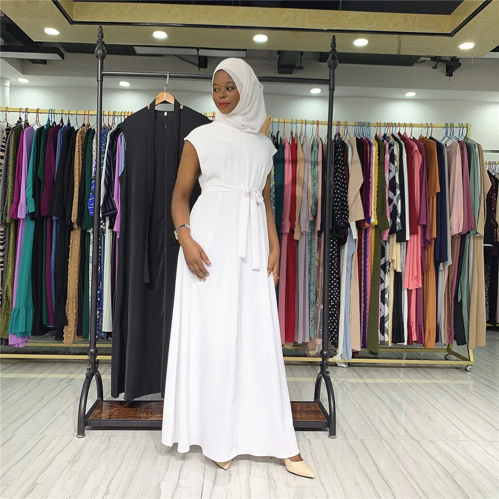

Abaya Muslim Maxi Dresses for Women Turkish Long Base Vest Dress Breastfeeding Outfit Inside Islamic Clothing Vestidos Fashion