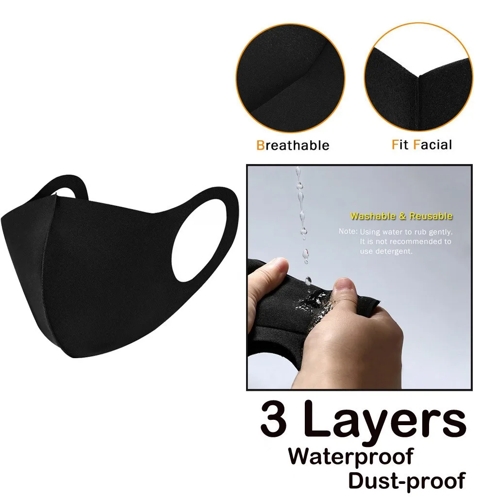 5 шт. маски для лица многоразовые Мультяшные однотонные Детские против