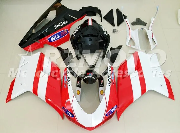 

Injection New ABS Motorcycle whole Fairings Kit Fit for Ducati 848 evo 1098 1198 1098 2007 2008 2009 2010 2011 2012 red white UK