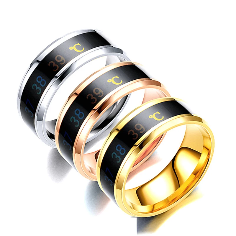 Умное кольцо UAGE из нержавеющей стали с датчиком температуры тела модное