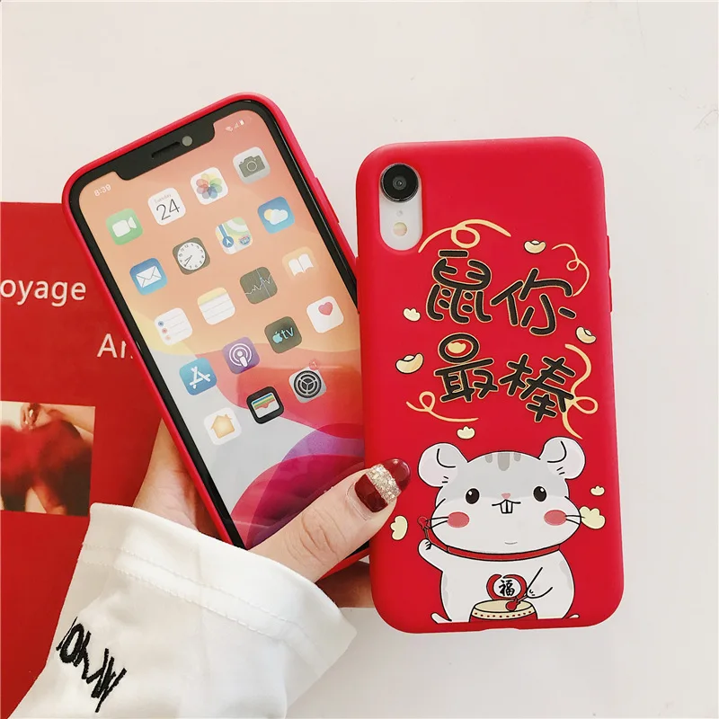 2020 веселый новый год мультяшный чехол для телефона iPhone 11 pro 7 6 6s 8 Plus XR XS X Max милый